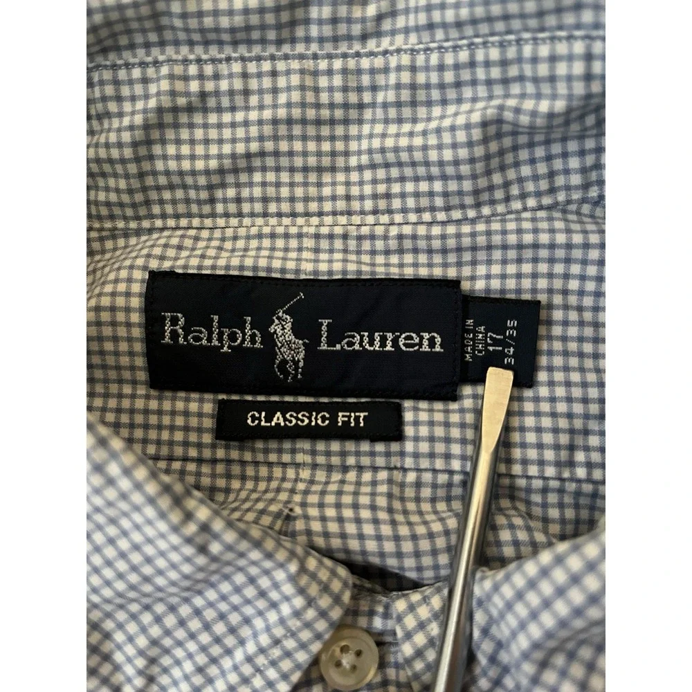Polo Ralph Lauren Dress Shirt Men's Size 17 34/35 Checks Long Sleeve Button Up